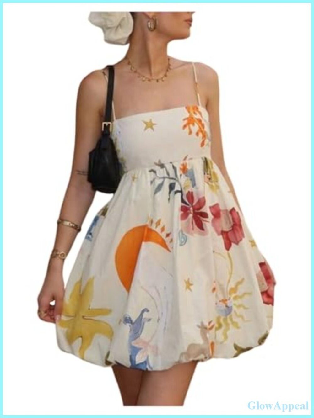 Spaghetti Strap Floral Mini Dress Sleeveless A Line Shirred Back Summer